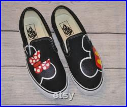 Mickey and Minnie Vans, Mickey Vans, Minnie Shoes, Mickey Shoes, Disney Shoes, Hand Painted Disney Shoes, Custom Shoes, Custom Painted Vans