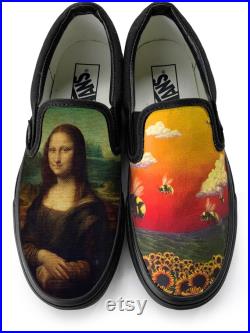 Mona Lisa x Flower Boy Slip on Custom Vans Brand Shoes