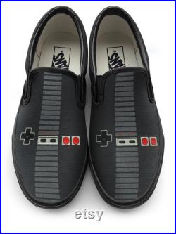NES Controller Slip on Custom Vans Brand Shoes
