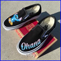 Ohana Means Family Custom Vans Slip On Sneakers