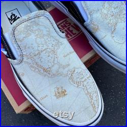 Old Vintage Classic Map Geography Globe Custom Slip On Vans Shoes for Men and Women