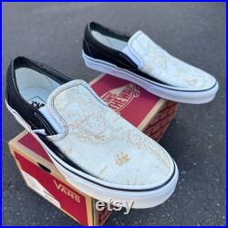 Old Vintage Classic Map Geography Globe Custom Slip On Vans Shoes for Men and Women