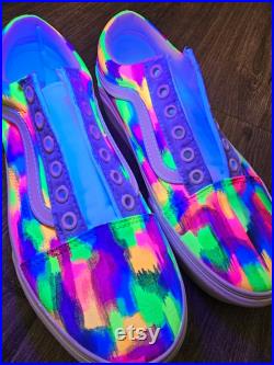 One of A Kind Hand Painted Shoes (Blue light Reactive)