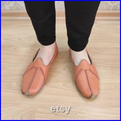Orange Unisex Handmade Yemeni Shoes, Yemeni Shoes, Moroccan Shoes, Leather Slips On, Custom Shoes Women, Earthing Shoes