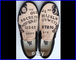 Ouija Board Hand Painted Shoes Custom Vans Slipons Goth Gift Spiritual Occult Ideas Halloween Fashion Paranormal Paraphernalia Spooky Kicks