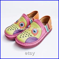 Owls Leather Shoes, Pure Craftsmanship WomenShoes, Wrestling Breathable,Women Shoes, Daily Versatile Shoes, Best Gifts
