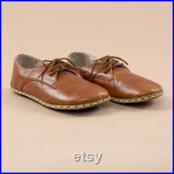Oxford Barefoot BROWN Leather Handmade Men SPORT Yemeni Shoes, Natural, Colorful, Slip-On
