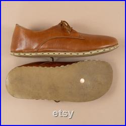 Oxford Barefoot BROWN Leather Handmade Men SPORT Yemeni Shoes, Natural, Colorful, Slip-On