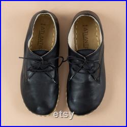 Oxford Barefoot Black Leather Handmade Men Classic Yemeni Shoes, Natural, Colorful, Slip-On