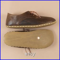 Oxford Barefoot Shoes for Men, Old Coffee Brown Leather Handmade Shoes, Natural, Colorful, Wider Oxfords, Zero Drop Shoes