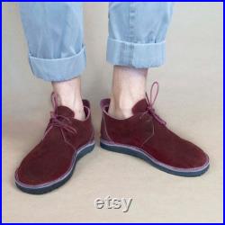 PANCHO Derby shoes in oxblood suede and matching color leather