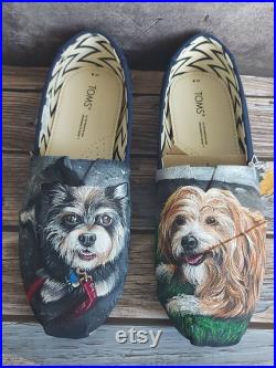 Pet portrait shoes, dog portrait shoes , dog lover , pet portrait, pet gift, hand painted shoes