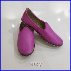 Purple Handmade Yemeni Shoes, Women Handmade Shoes, Organic Leather Mule, Moroccan Shoes, Earthing Shoes