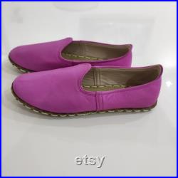 Purple Handmade Yemeni Shoes, Women Handmade Shoes, Organic Leather Mule, Moroccan Shoes, Earthing Shoes
