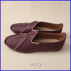 Purple Unisex Handmade Yemeni Shoes, Turkish Yemeni Shoes, Organic Leather Mule, Yemeni Shoes Women, Leather Slips On