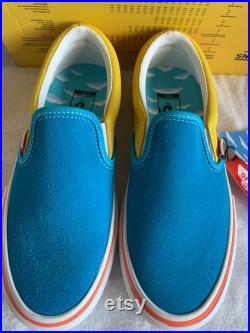 Rare Vans Off the Wall Bart Simpson leather color block slip on tennis shoes Nostalgic 80s characters