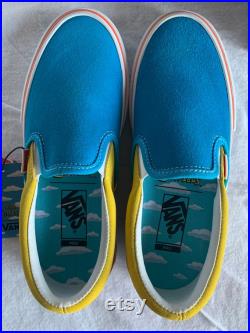 Rare Vans Off the Wall Bart Simpson leather color block slip on tennis shoes Nostalgic 80s characters