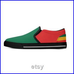 Rasta Slip On Shoes for Men and Women Custom Rastafarian Sneakers Jamaican Slip On Sneakers Rastafari Slip-In Shoes Jamaica Reggae Colors