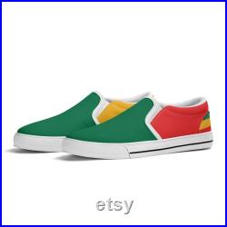 Rasta Slip On Shoes for Men and Women Custom Rastafarian Sneakers Jamaican Slip On Sneakers Rastafari Slip-In Shoes Jamaica Reggae Colors