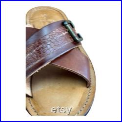 ReFerdinando Vero Cuoio Men's BROWN Leather Slides Sandasl shoes Made In Italy