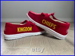 Red Kansas City Chiefs Inspired Hey Dude Shoes