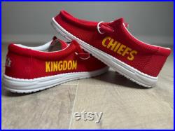 Red Kansas City Inspired Hey Dude Shoes