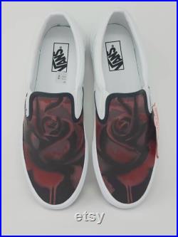 Rose Custom Hand Painted Vans Shoes