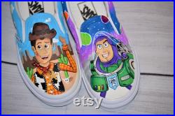 SLIP ON VANS, Custom Shoes, Custom Vans, Disney Vans, Painted Vans, Hand Painted Shoes, Custom, Disney Shoes, Character Shoes, Kids Shoes