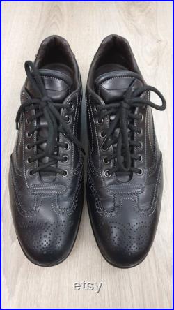 Santoni made in Italy top luxury genuine leather men's shoes,black color, size EU-43.5
