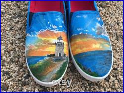 Scenic Custom Hand-Painted Shoes Standard or Vans Ocean Sea Beach Outdoors Nature