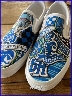 Seton Hall University Custom hand painted slip on sneakers