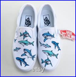 Shark Design Hand Drawing Unisex Slip on Shoes