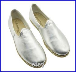 Silver Leather Men Shoes Turkish Shoes Custom Shoes Wedding Shoes Vintage Shoes Men Dress Shoes
