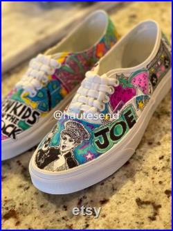 Size 7.5 Custom 'Laced' Vans NKOTB Shoes Art Mixtape Tour Cruise Skater Auth Vacation Joe Donnie New Kids on the Block Customize Jordan