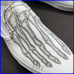 Skeleton Boney Feet Custom White Vans Slip On Shoes