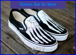 Skeleton Boney Feet Slip On Shoes Custom Vans Shoes Fashion Vans SVSONW107