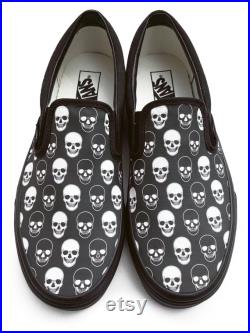 Skull Pattern Halloween Custom Vans Brand Slip-on Shoes