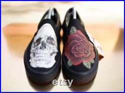 Skull and Rose Custom Vans