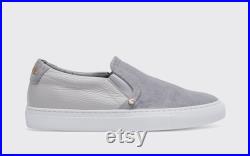 Slip-on) Italian Calf Leather Sneakers 'Notte' Grey