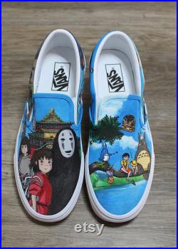 Slip-on Vans Shoes Hand Painted Made to Order Cartoon Anime Illustration