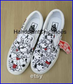 Snoopy inspired hand painted Vans,Custom Snoopy,Disney trip,Disney Dog,Unisex Vans slip on,Gift for boy girl,Handpaintchicshoes