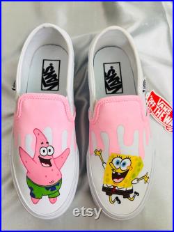 Spongebob and Patrick Hand-Painted Vans Spongebob and Patrick Best Friends Pink Slime Bikini Bottom Nickelodeon Custom Order Trendy