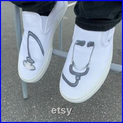 Stethoscope Slip on Vans Shoes for Doctors