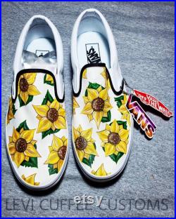 Sunflower Custom Vans Slip-Ons
