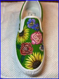 Sunflower, Roses and Pansy CUSTOM SHOES, Vans, Toms