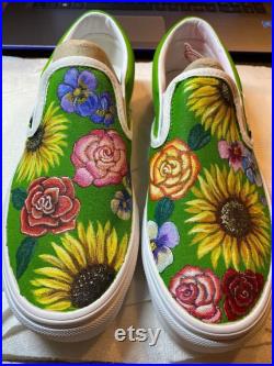 Sunflower, Roses and Pansy CUSTOM SHOES, Vans, Toms