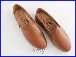 Tan Color Handmade Turkish Shoes Women Slip Ons Leather Men Flats House Slippers Medieval Christmas Gifts