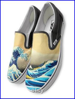 The Great Wave Slip-on Custom Vans Brand Shoes