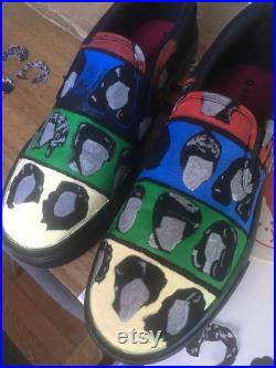 The Rolling Stones Some Girls Custom Art on Shoes Slip-ons Vans Nike Airwalk Mick Jagger 1978 Tour