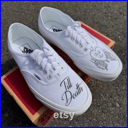 Till Death Pinky Promise Wedding Lace Up Authentic Vans Shoes- Women's and Men's Custom Vans Sneakers
